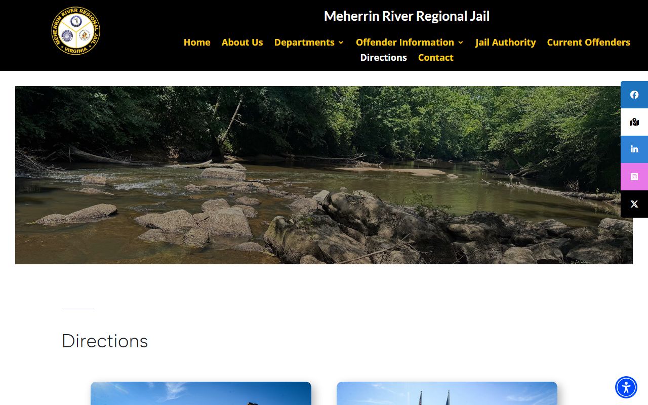 MRRJ directions page listing Alberta main facility and Boydton satellite contact details