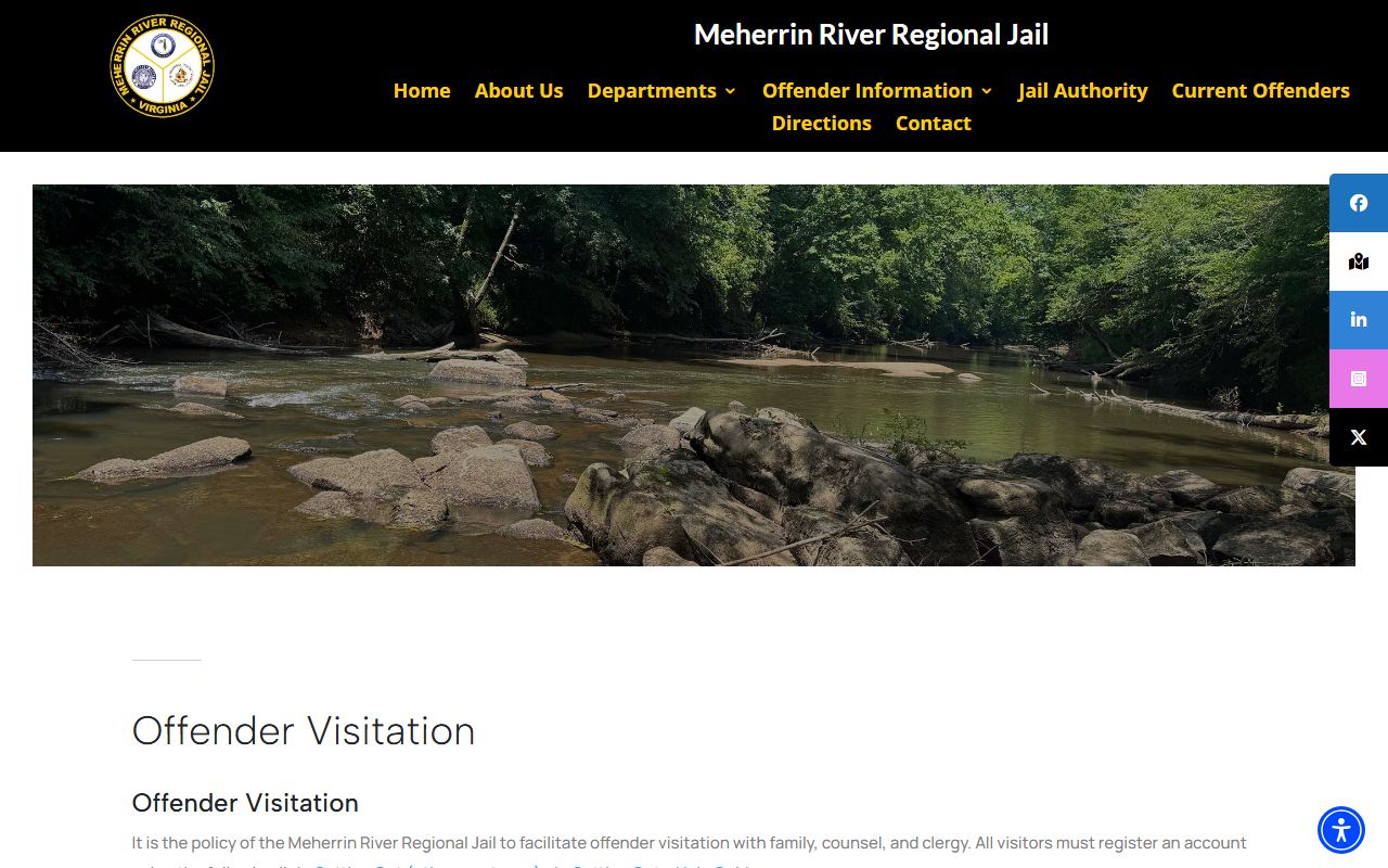 Meherrin River Regional Jail Brunswick County inmate visitation schedule